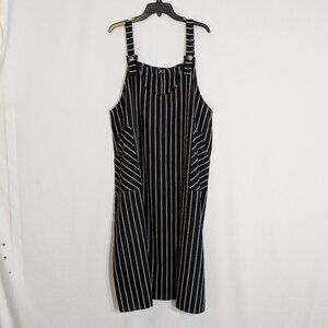 SHEIN CURVE Black w White Pin Stripe Sleeveless Twill Midi Tank Dress; Size 1XL